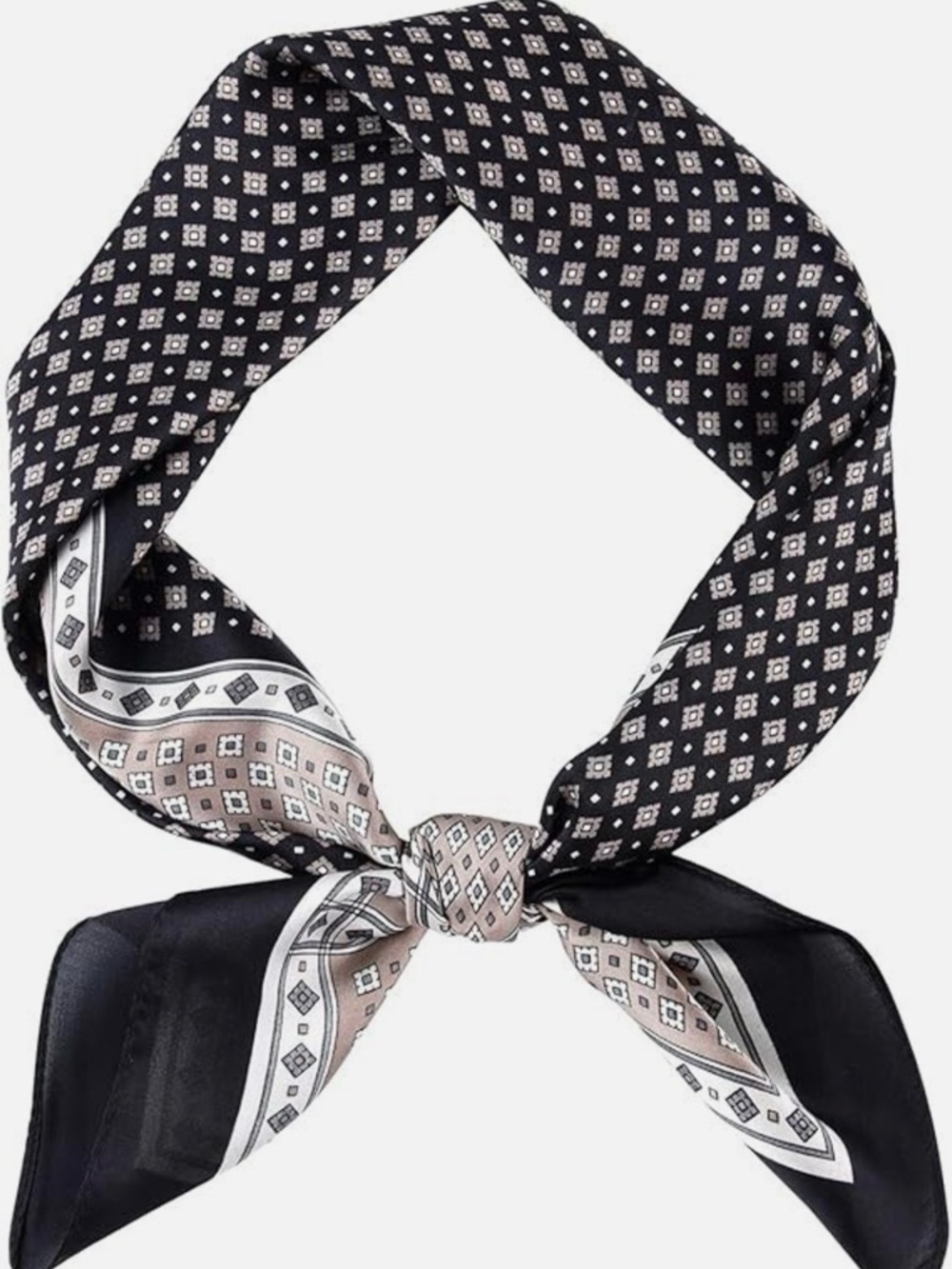 Elan Black & Gold Geometric Silk Neck Scarf